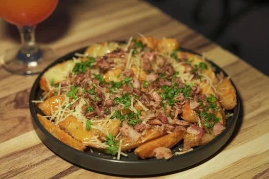 loaded potato skins with bacon and cheese